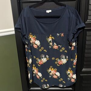 Mason & belle mixed material ladies, short sleeve tee with pocket